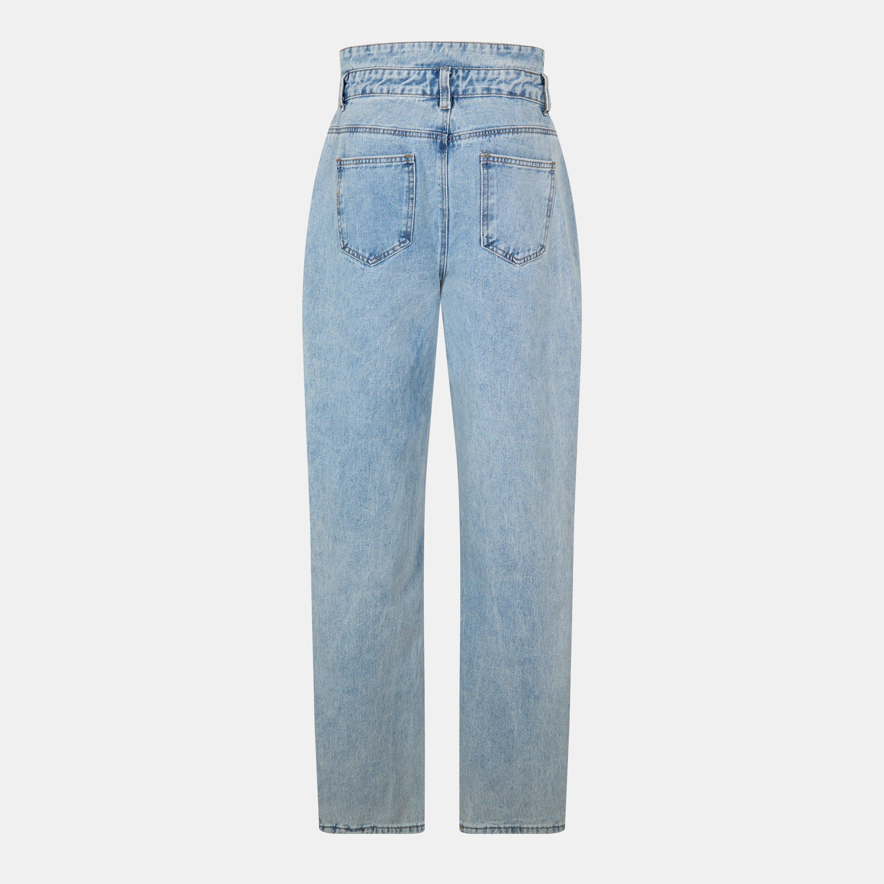 Missy Empire ME Denim Double Waistband Straight Leg Jeans Womens