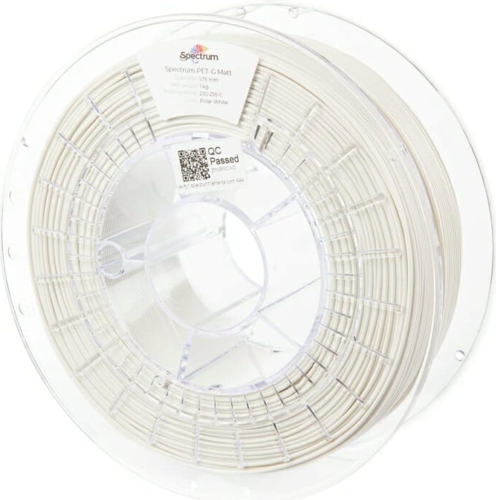Spectrum  PET-G Matt Polar White, 1,75 mm / 1000 g    Modifiziertes PET-G mit matter Oberfläche