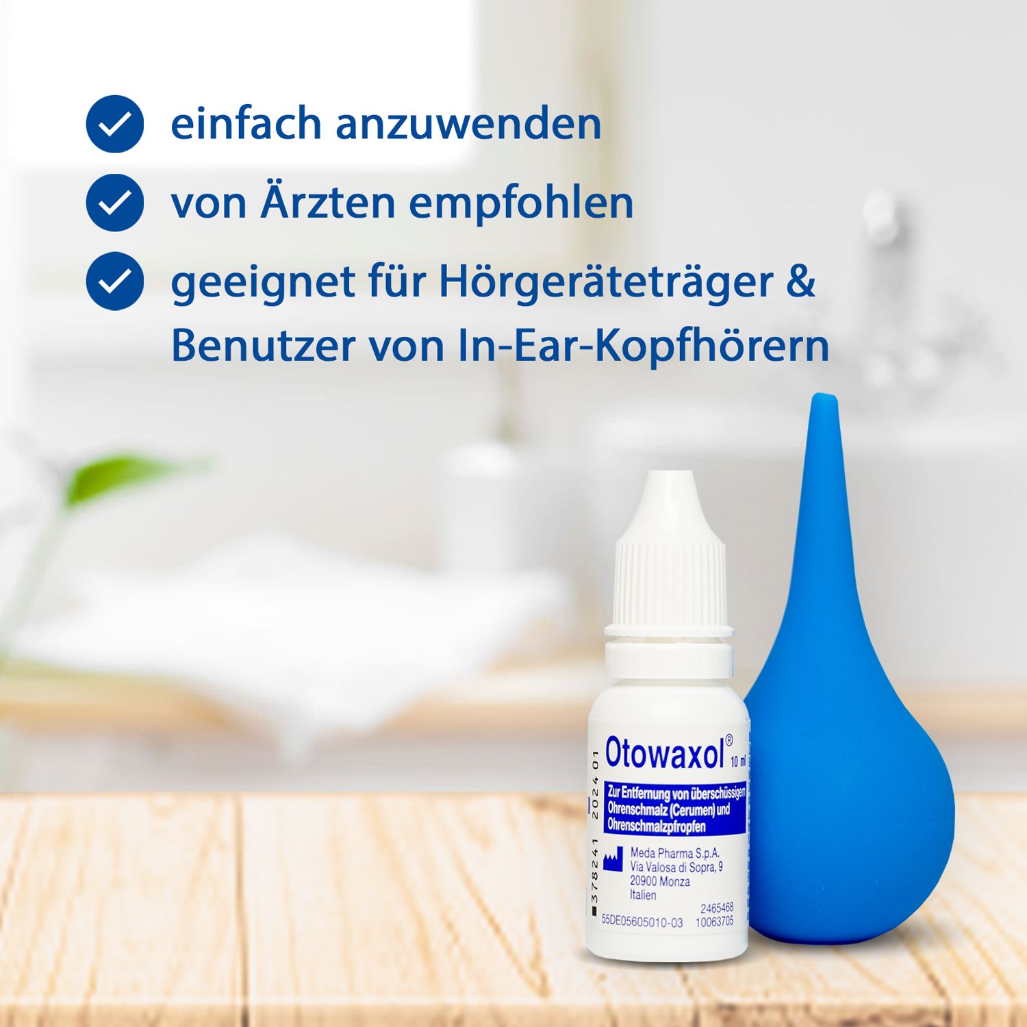 Otowaxol Kombi-Packung - Ohrenschmalzentferner zur sanften Ohrenreinigung, inkl. Ohrenspritze