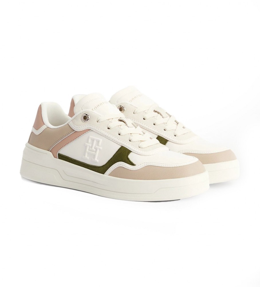 Tênis Tommy Hilfiger Essential Monogram em couro bege