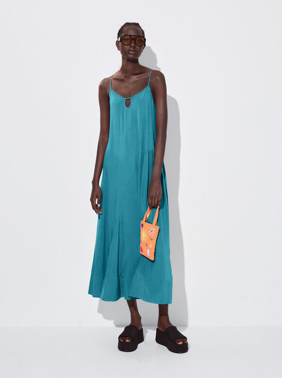 Vestido midi azul com alças