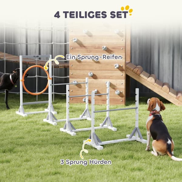 Agilitysett Hunder 4-delers Agilityutstyr for hundetrening Hekksett med høydejusterbare hekker Dekk Treningstilbehør Koordinasjonstrening Agilitysett