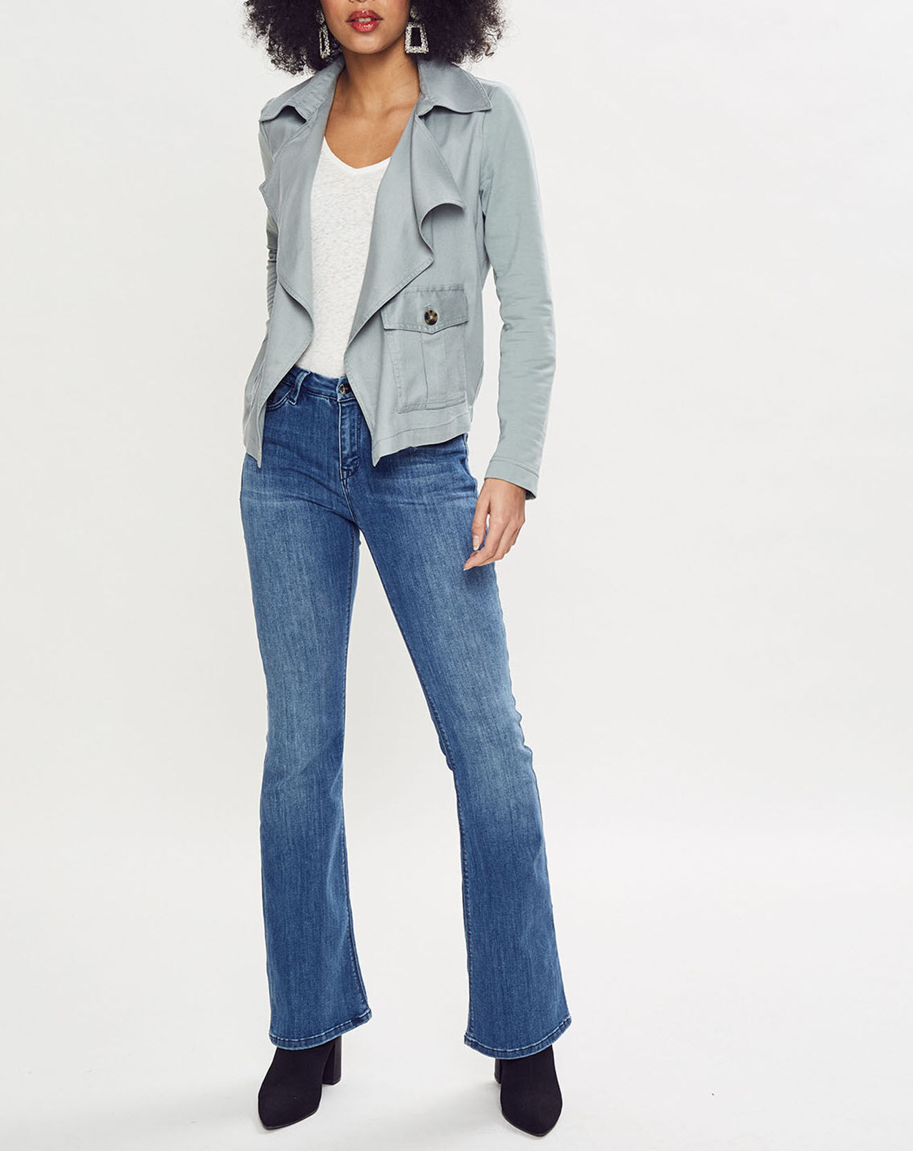 Esprit Veste courte à poche gris bleuté
