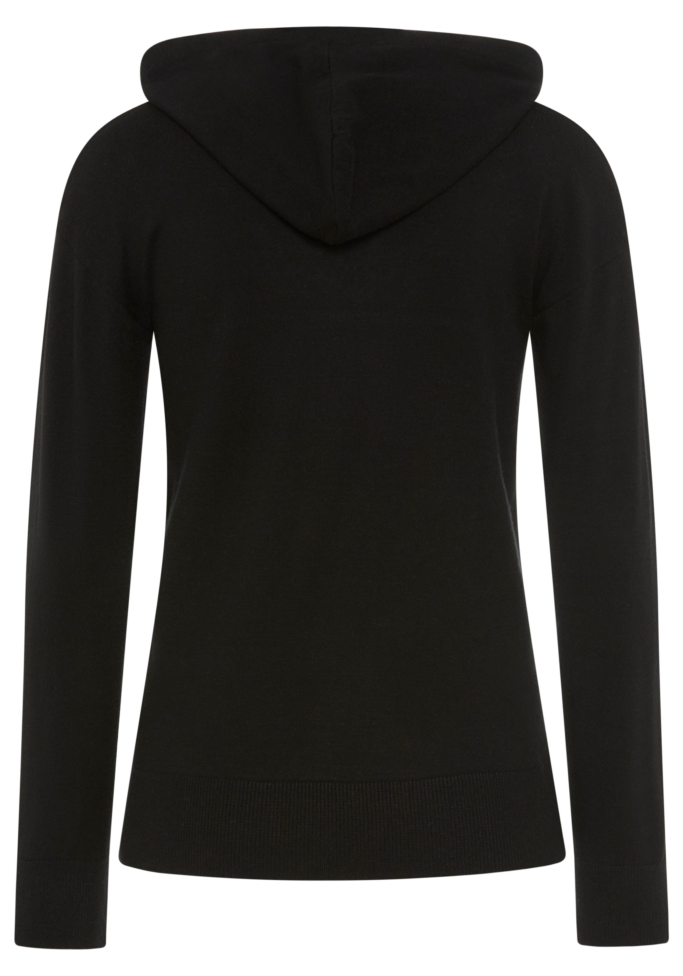 Laura Scott Kapuzenpullover , kuscheliger Winterstrick mit femininem Spitzeneinsatz