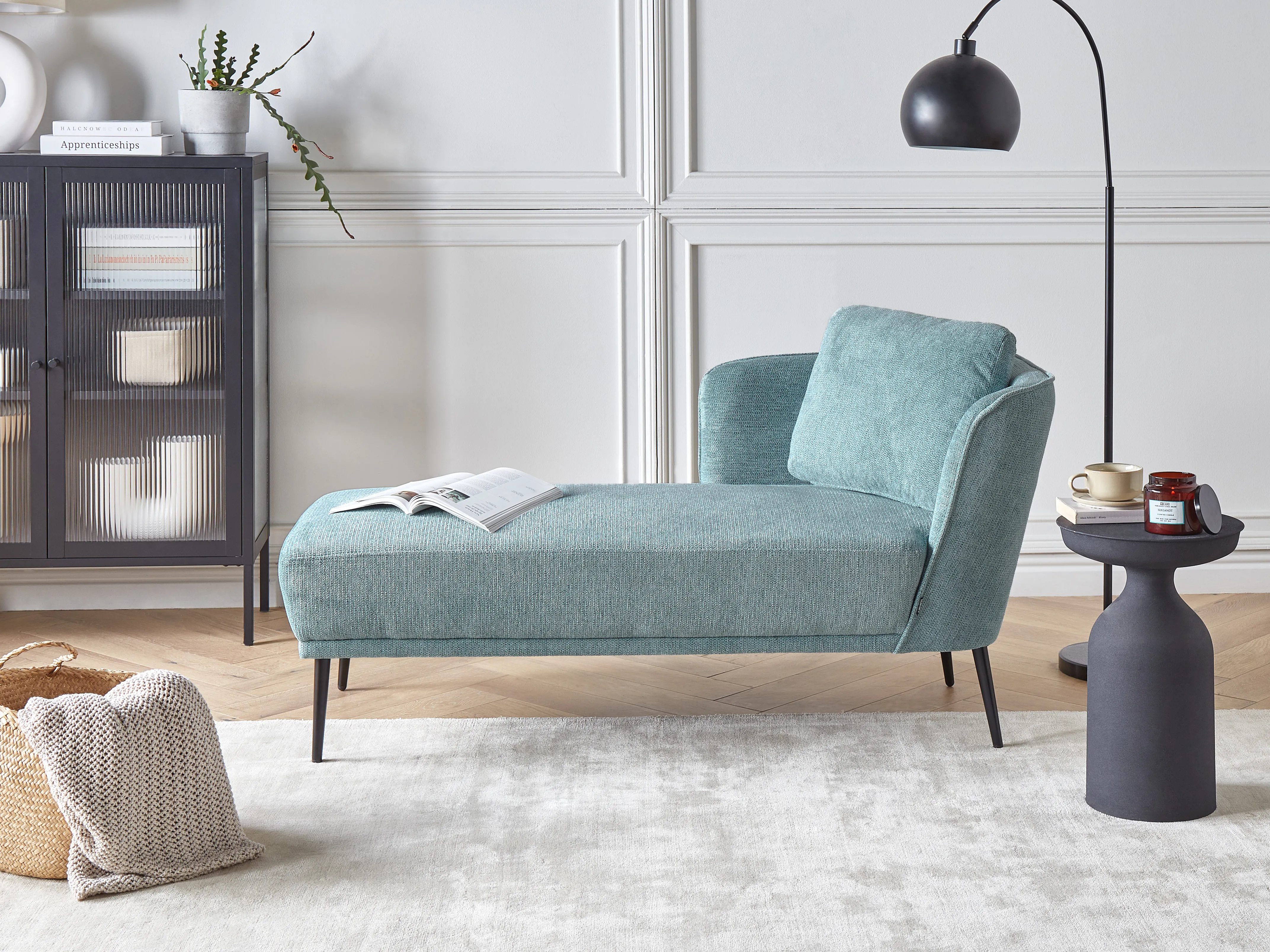 Rechtszijdige chaise longue ARTHEZE Stof Blauw