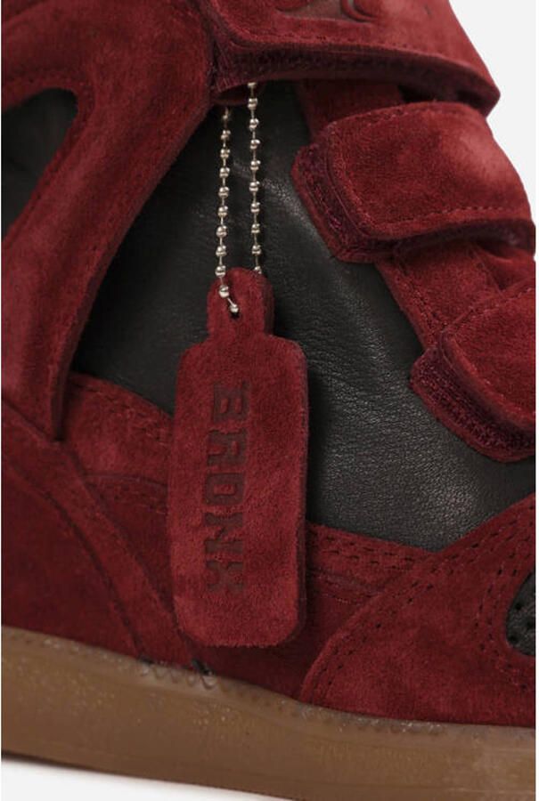 BRONX Jae-yy suède sneakers met sleehak bordeaux