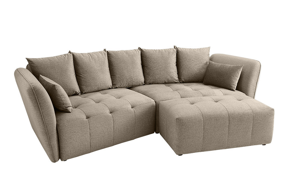 Modernes Big Sofa ROYAL 295cm greige Velours-Strickstoff Federkern XXL-Couch