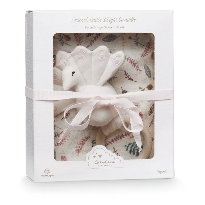 Cam Cam Coffret cadeau lange et hochet en bois et coton bio