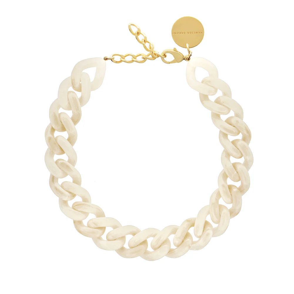 VANESSA BARONI  Flat Chain halskæde - Pearl Marble