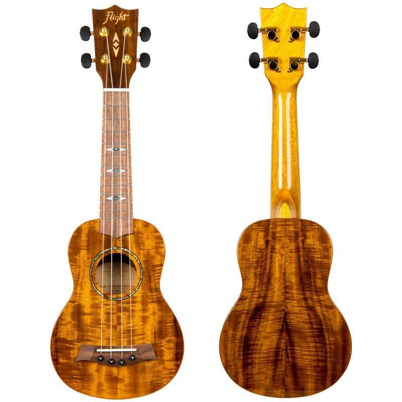 Flight Supernatural Series DUS445 Glossy Acacia sopraan ukelele met gigbag