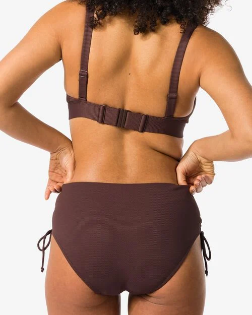 bas de bikini femme noeud ajustable marron foncé