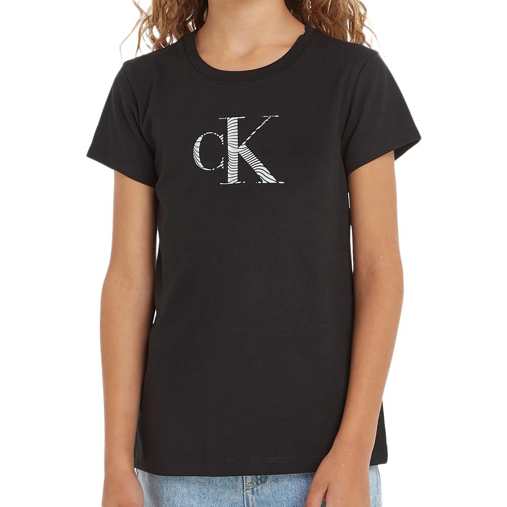 Calvin Klein Jeans T-shirt Noir Fille Calvin Klein Jeans Iridescent IG0IG02433