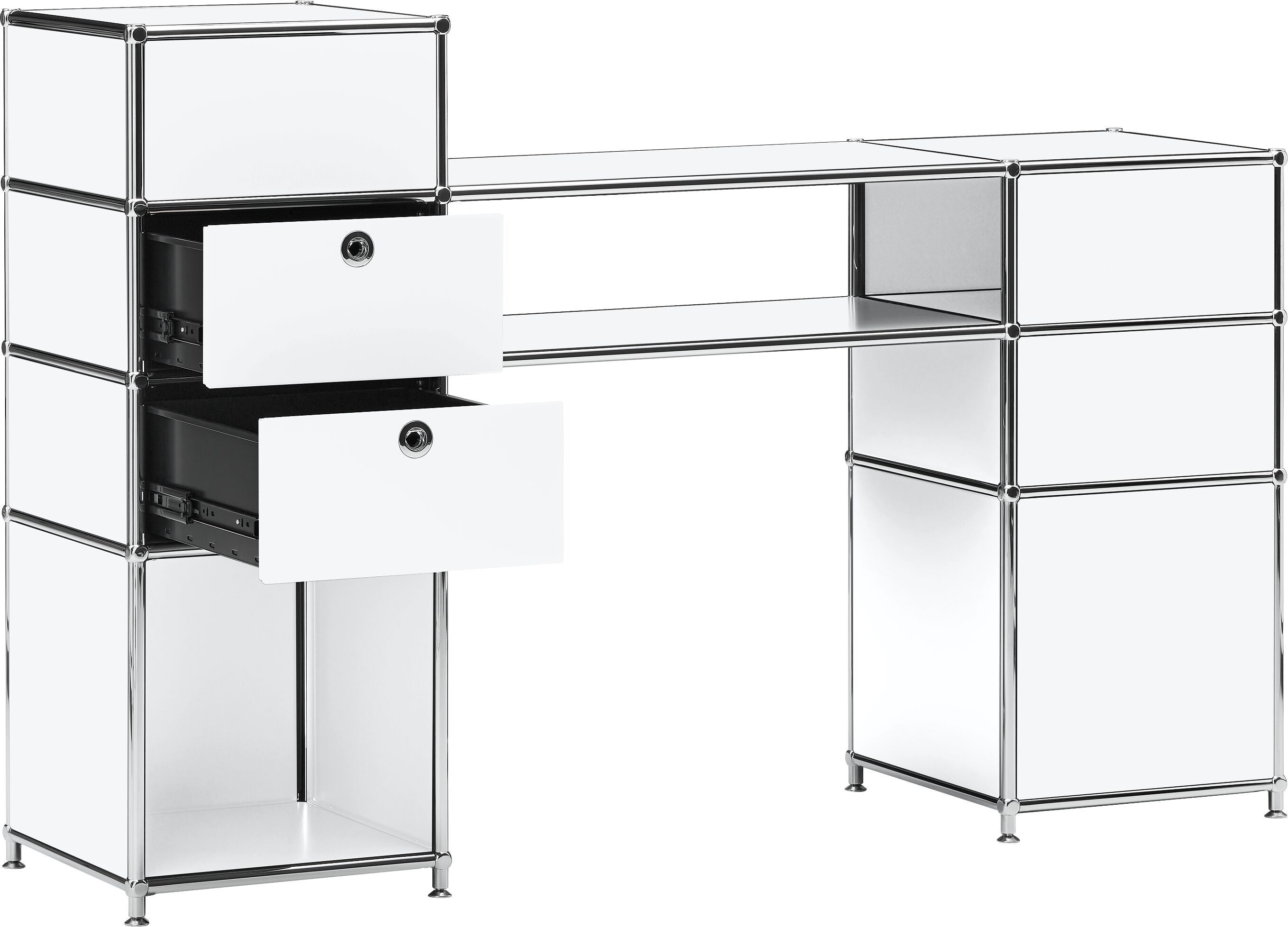 FLEXCUBE Schreibtisch - Weiss / B: 152.0 cm x T: 40.0 cm x H: 100.0 cm