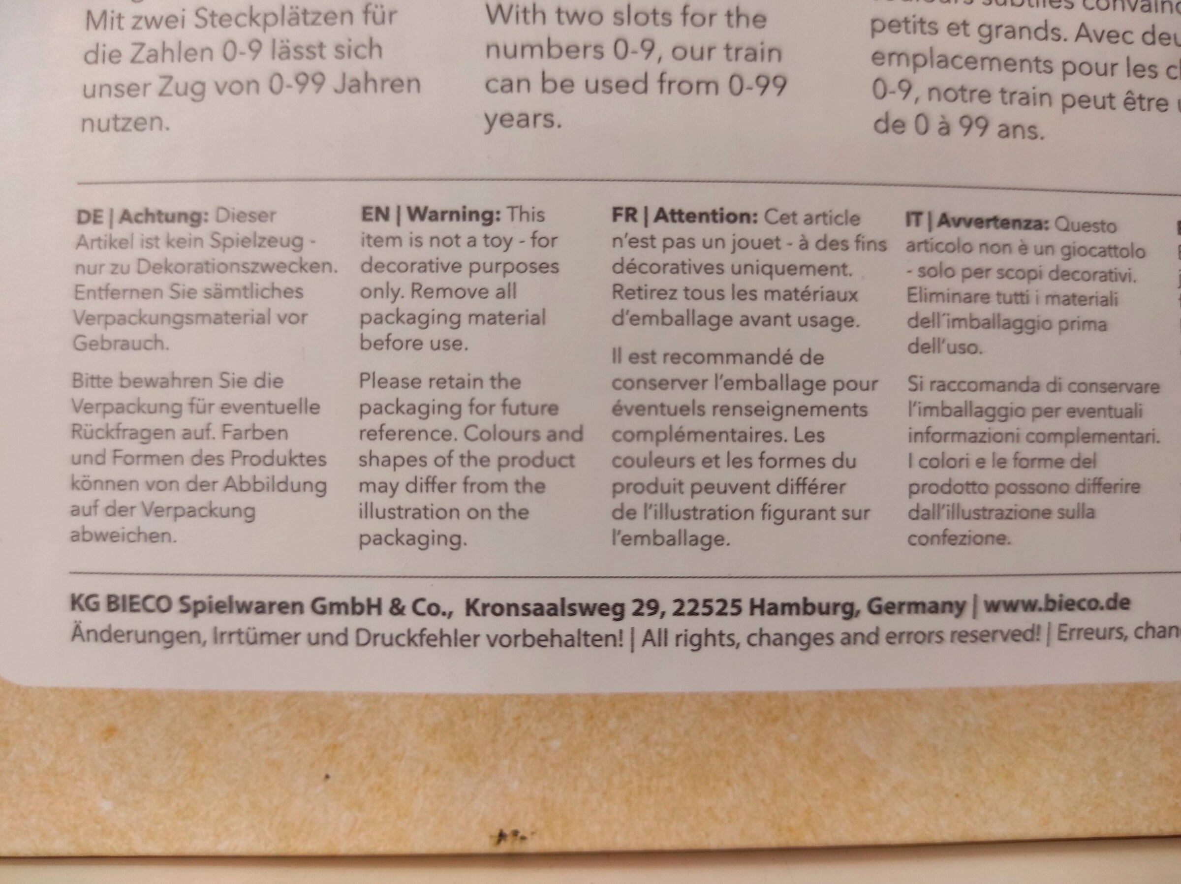 Bieco Geburtstagszug Holz Scandi-Chic 0-99 Grün