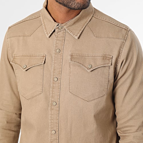 Chemise Manches Longues Beige