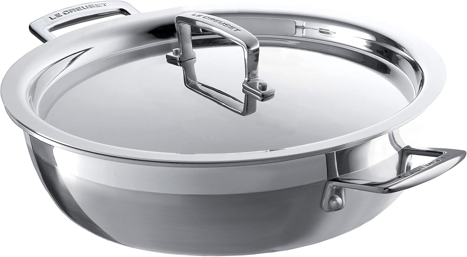 Le Creuset Gourmet-Profitopf aus 3-ply Edelstahl mit Deckel, Ø 30 cm,Für alle Herdarten inkl. Induktion und Ofen geeignet, Silber, 96202830001000