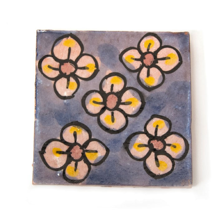 Fliese '5 fleurs', blau, L 10 cm, B 10 cm, H 1 cm von fischer's lagerhaus