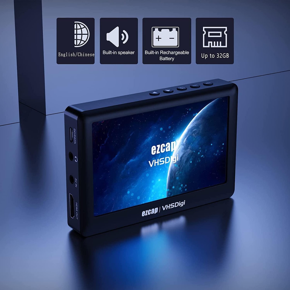 Ezcap Video til Digital Converter, CVBS Video Recorder med LCD-skjerm, Portable Composite CVBS AV Video Recorder Analog til Digital Converter