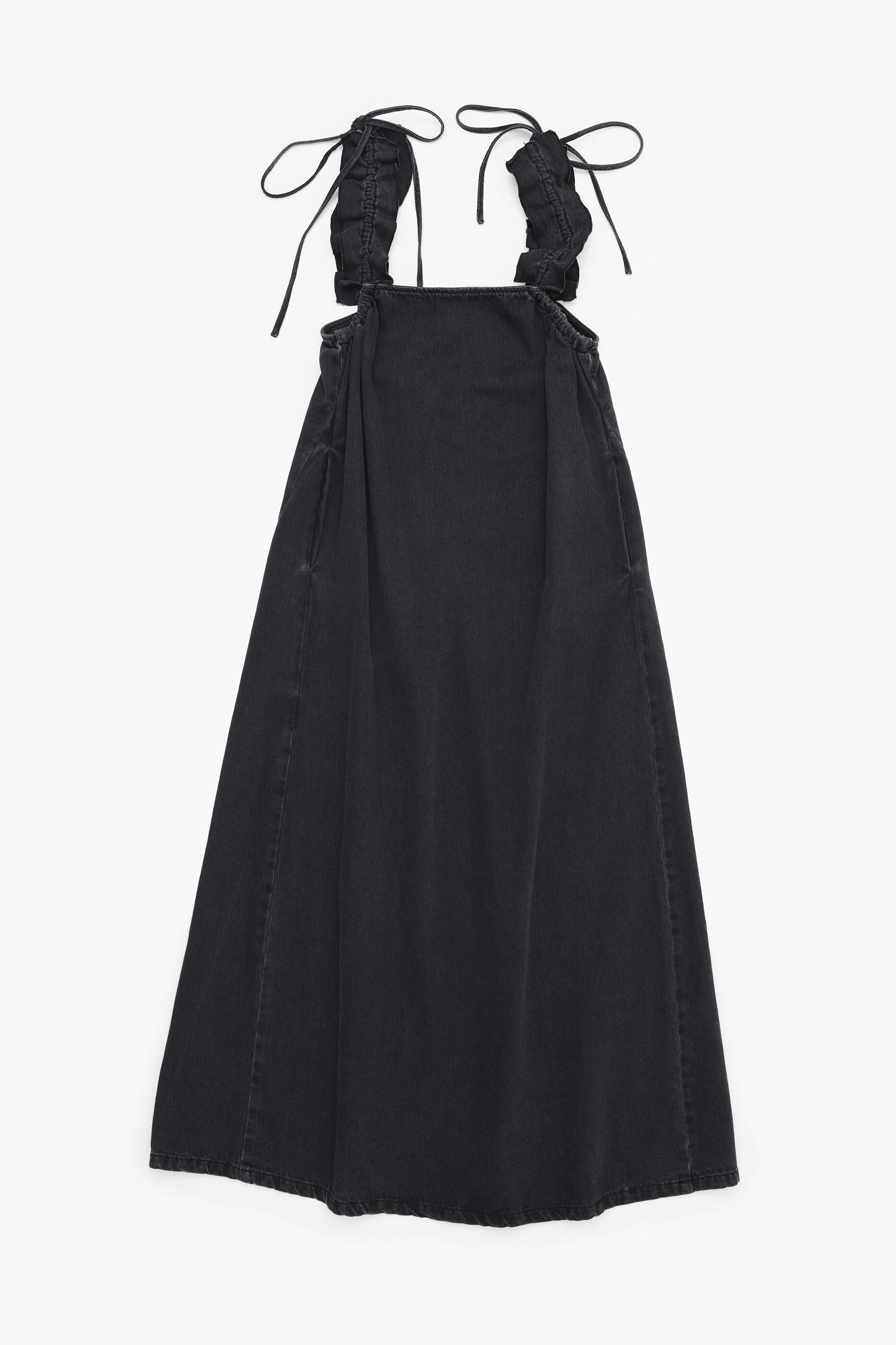 Vestido jeans preto boca de sino