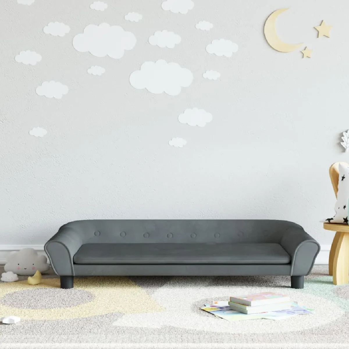 Vidaxl Canapé pour enfants gris foncé