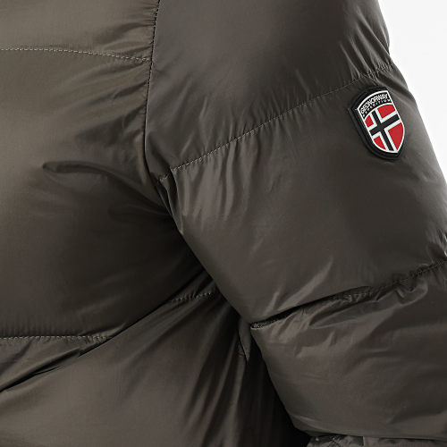 Doudoune Capuche Fourrure Vert Kaki