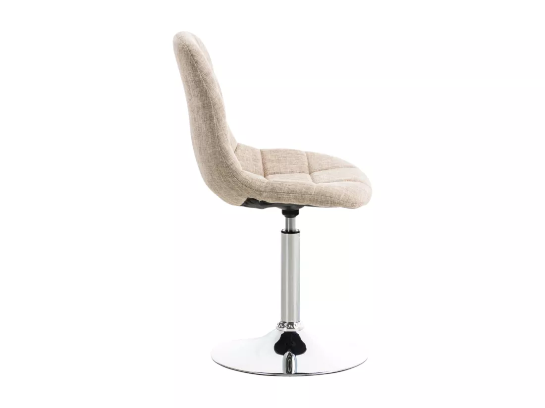 Lot de 2 Chaise de bureau - Tissu & Métal chromé - Crème - Emil