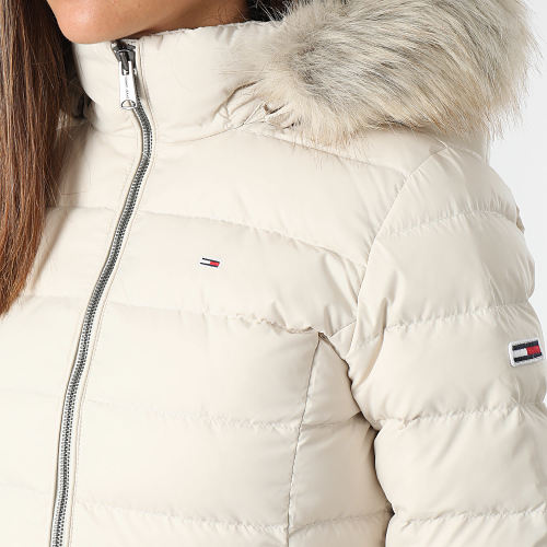 Doudoune Longue Capuche Fourrure Femme Essential 9060 Beige Clair