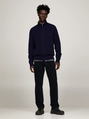 Cardigã Hilfiger Monotype com gola alta e fecho de correr.