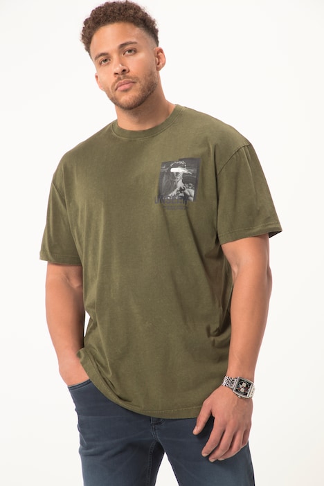 STHUGE T-Shirt, Halbarm, oversized, acid washed, Rückenprint, bis 8 XL