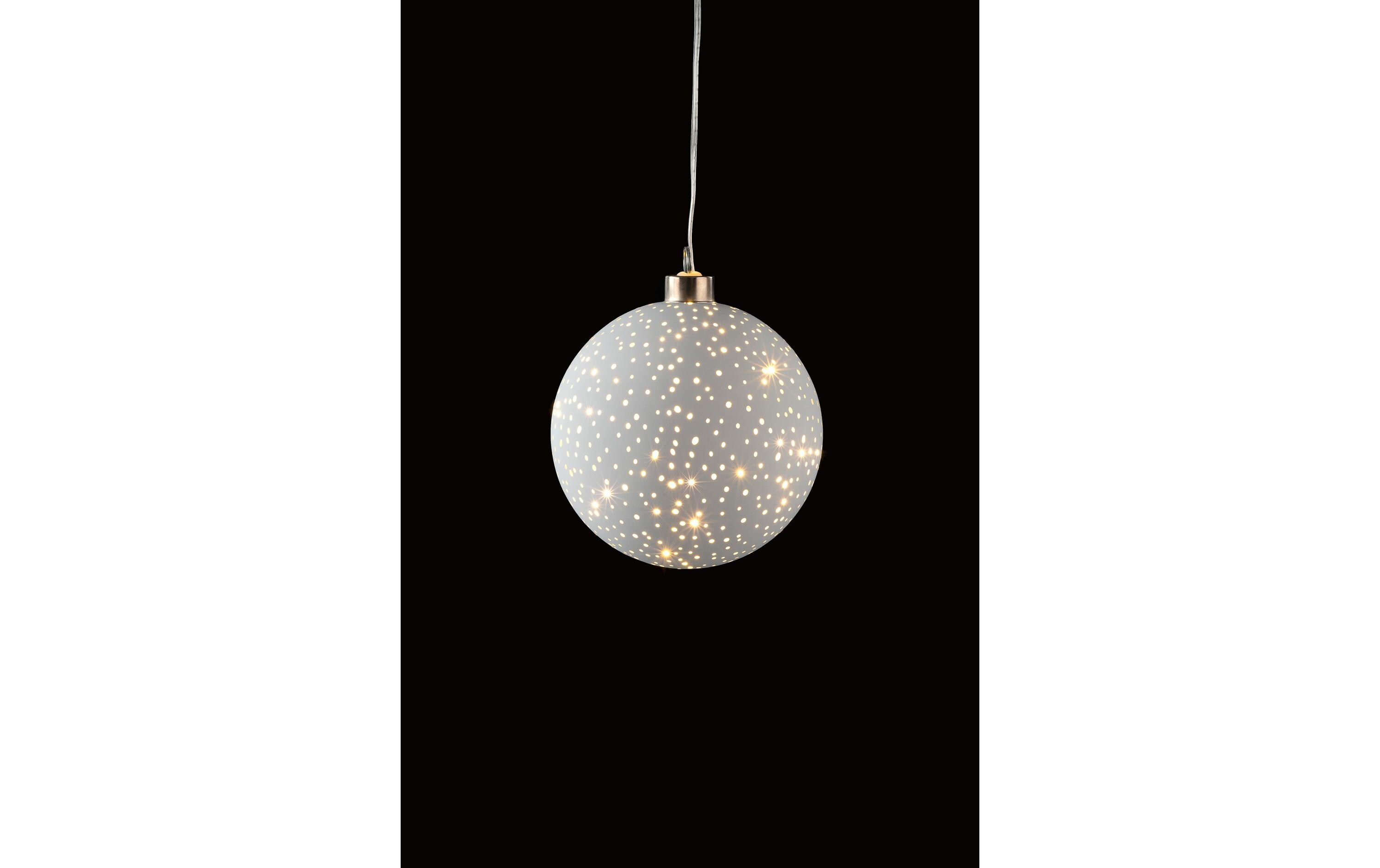 Hänger Glamour Ball M, Ø 12 cm, WeissWeihnachtshänger für den Innenbereich