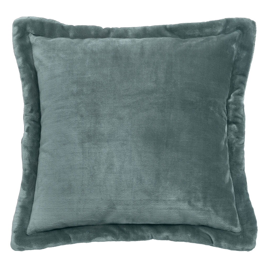 Coussin Cuddly velours bleu givré 53x53cm