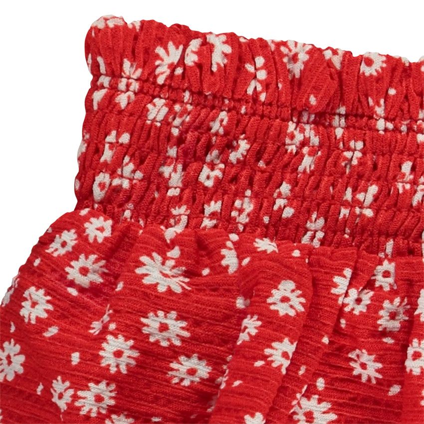 Jupe volantée en jersey froissé imprimé fleurs pour fille - Rouge