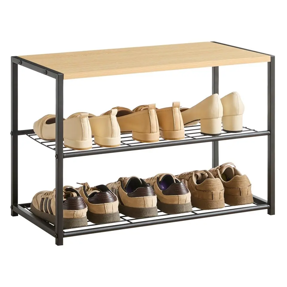 Schoenenrek - met zitbank - 63x43x30 - lichte eik