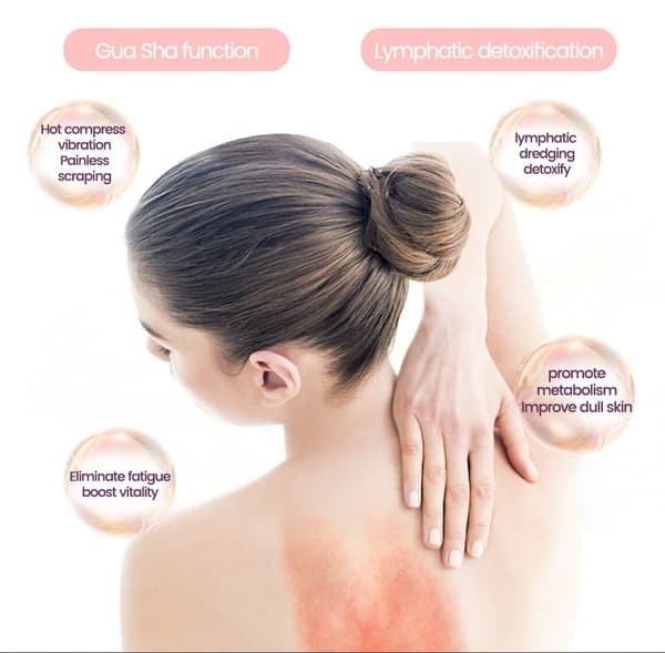 INF Gua Sha elektrisk ansikts- og kroppsmassasjeapparat EMS mikrostrøm 4 gir Rosa