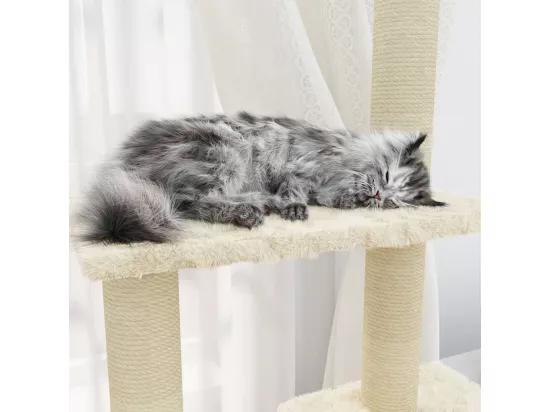 Arbre à chat avec griffoirs en sisal Crème 155 cm