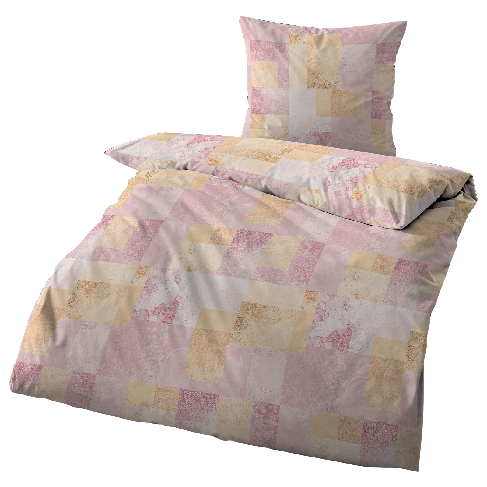 Renforcé-Bettwäsche - rosa-beige - 135x200 cm