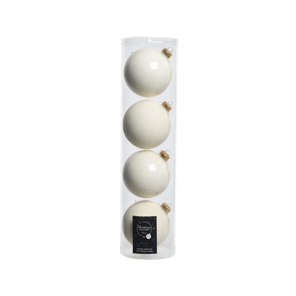 Decoris kerstballen - 4x st - wol wit - D10 cm - glas