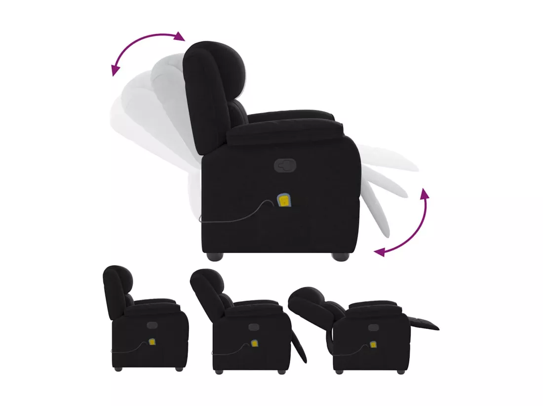 Fauteuil de massage inclinable Noir Tissu