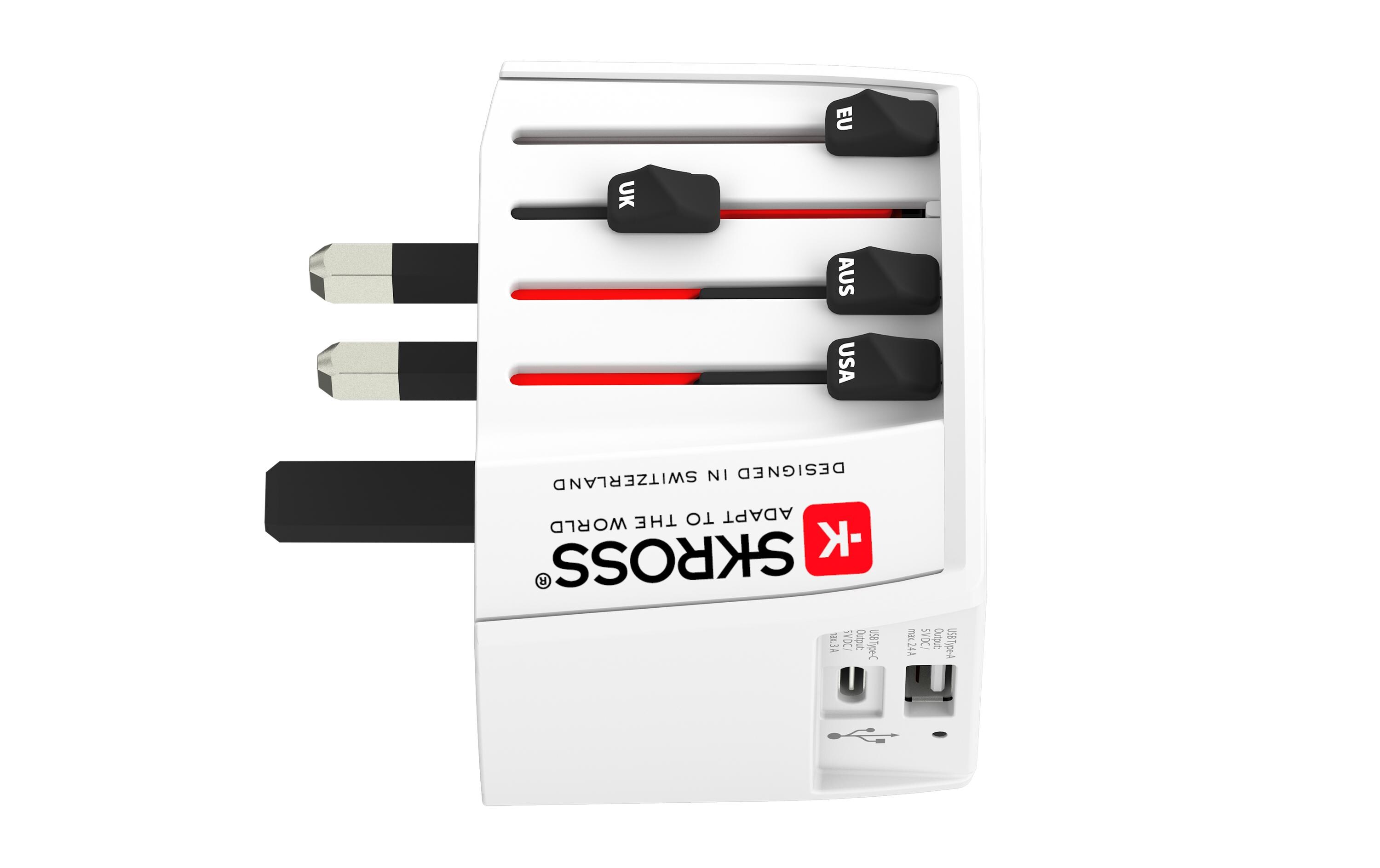 Weltreiseadapter MUV USB (AC)2-poliger Weltreiseadapter mit 2 integrierten USB-Anschlüssen
