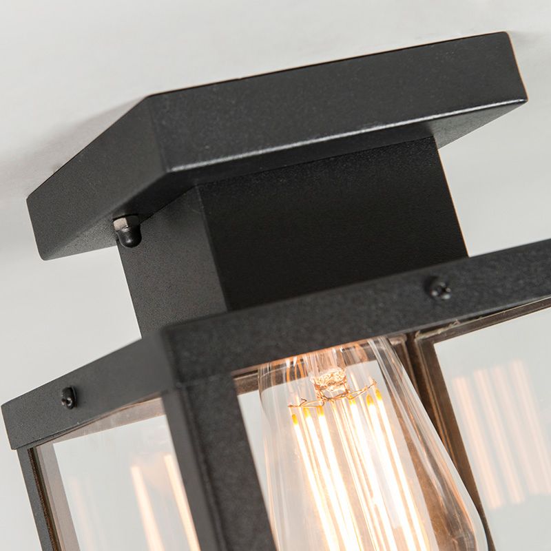 Industriële buitenplafondlamp zwart 1-lichts - Rotterdam