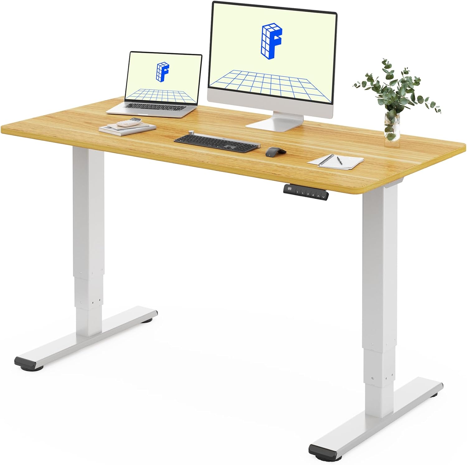 FLEXISPOT Höhenverstellbarer Schreibtisch elektrisch 140×80 cm mit Dualmotor & 3-stufigem Gestell – Ergonomischer Standing Desk für Büro & Home Office, 100 kg Tragkraft, leise