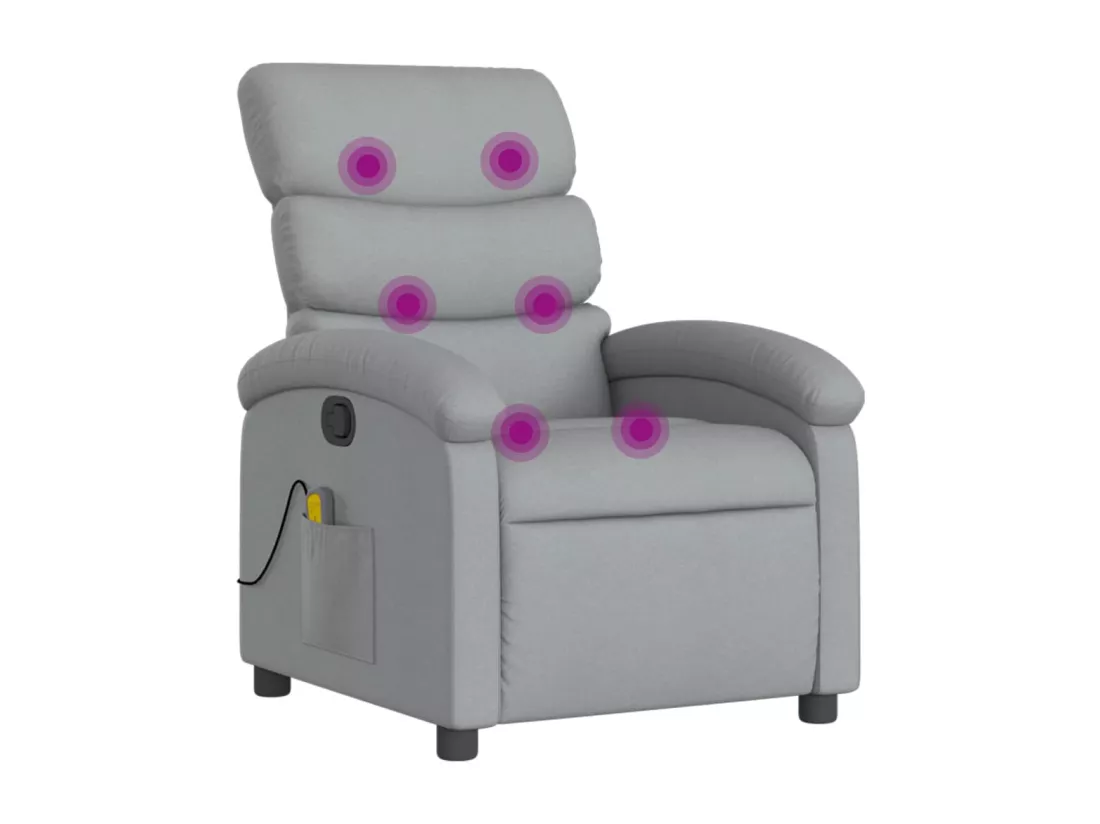 Fauteuil massant inclinable Gris clair Tissu