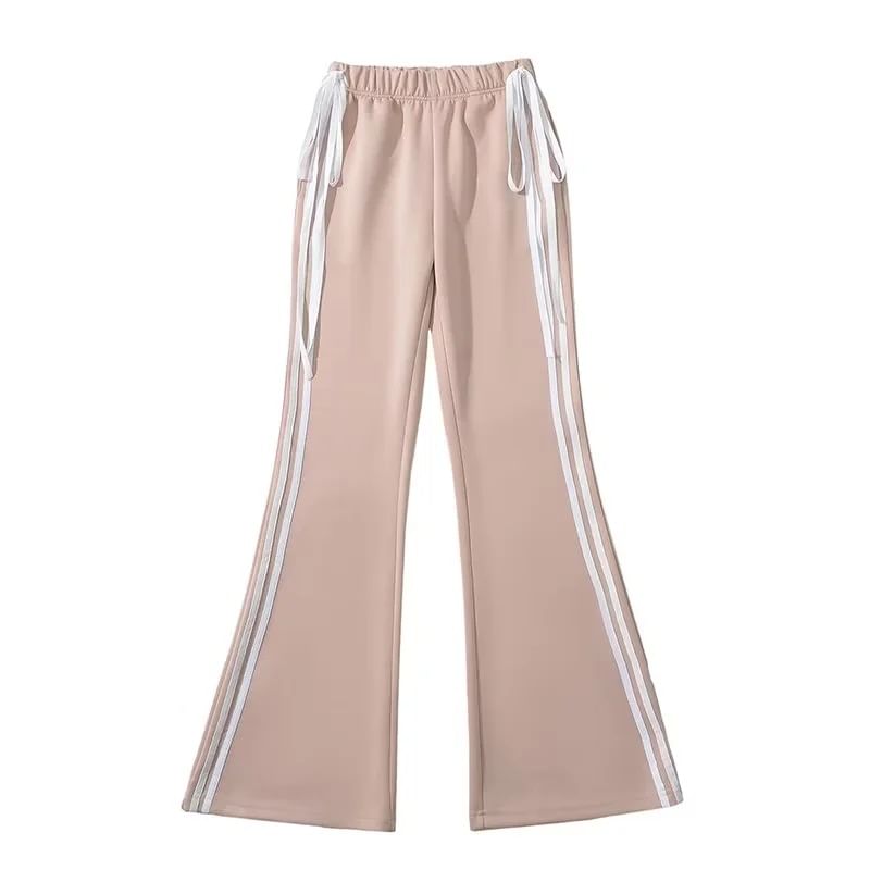 Asiris - High Rise gestreepte strik accent slim-fit wijde joggingbroek