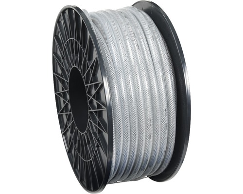 Persluchtslang, PVC-slang met weefselversterking, 6 x 3 mm, transparant, verkocht per meter