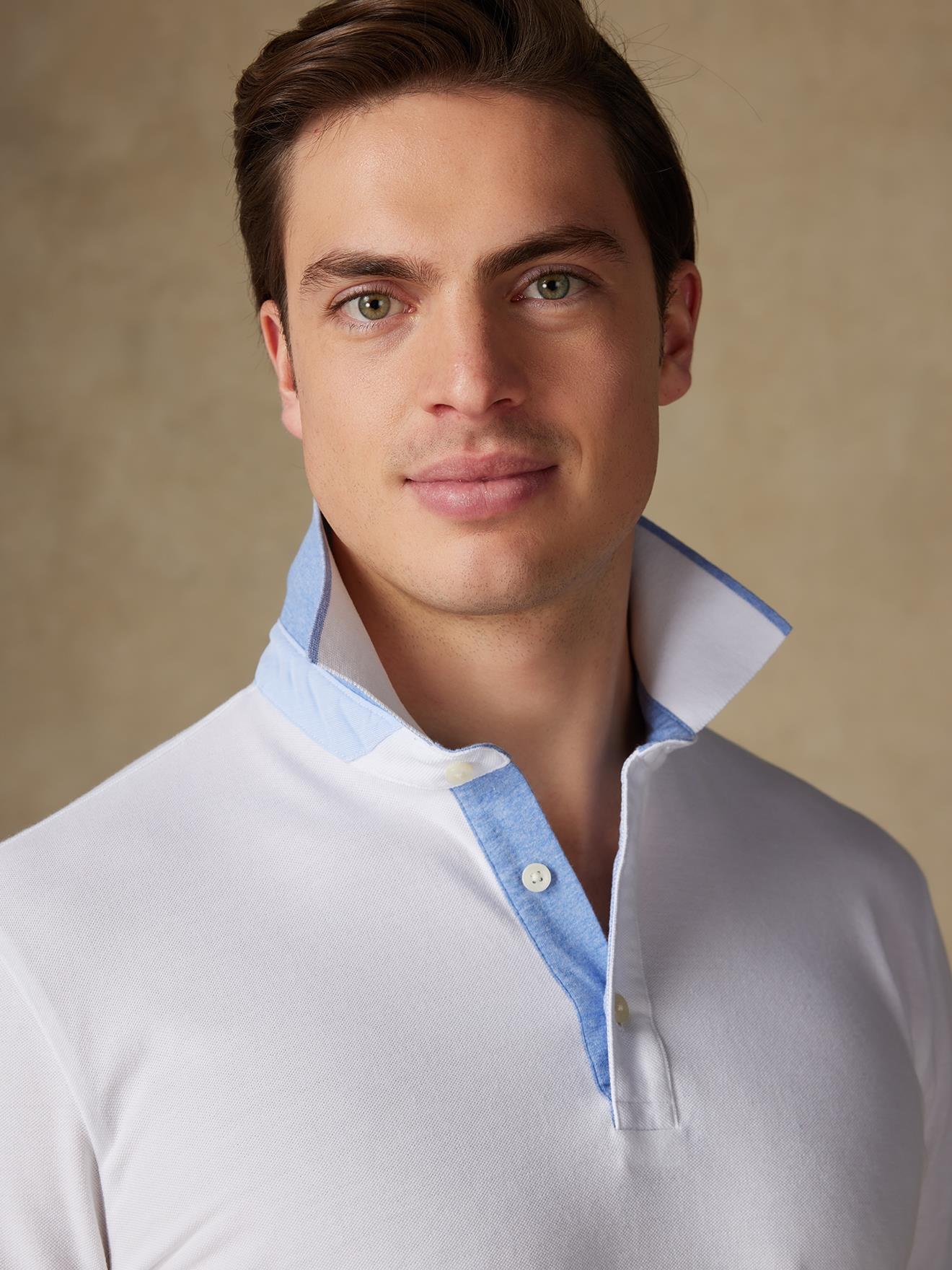 Polo Ron en piqué blanc
