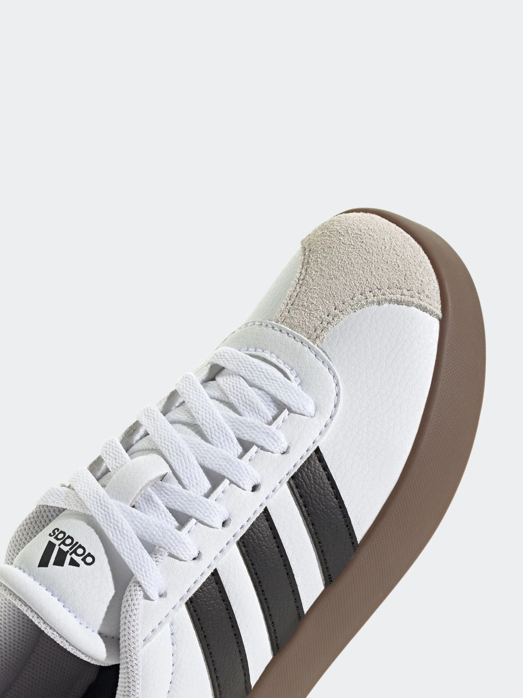 Wit/zwart - adidas Vl Court 3.0 Suède sneakers met veters voor kinderen