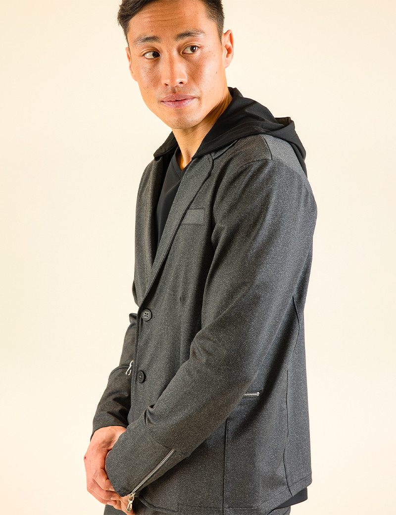 HBT URBAN | ANDY CAPUCHE VESTE HOMME GRIS CHINÉ/NOIR