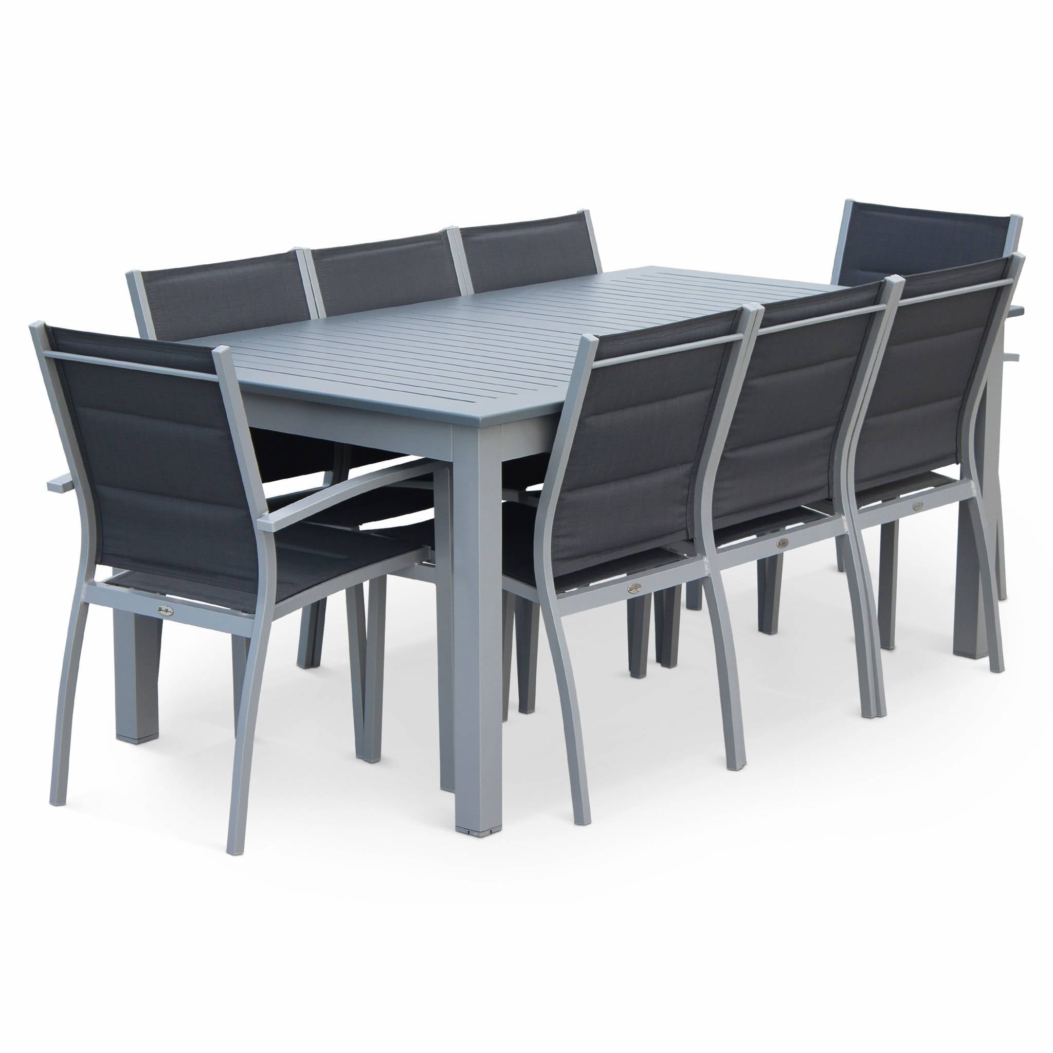 sweeek - Aluminium tuinset 8 plaatsen, uitschuifbaar