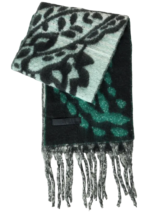 Jacquard Schal mit Fransen - deep blue