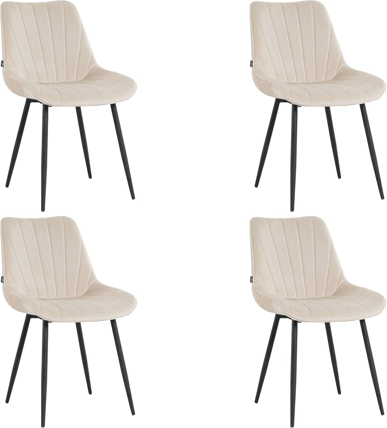 Esszimmerstühle 4er Set Samt Beige – Moderne Polsterstühle mit Rückenlehne für Esszimmer & Küche – Bequeme Stühle Esszimmer mit Metallbeinen – Küchenstuhl Set 4 für Wohnzimmer